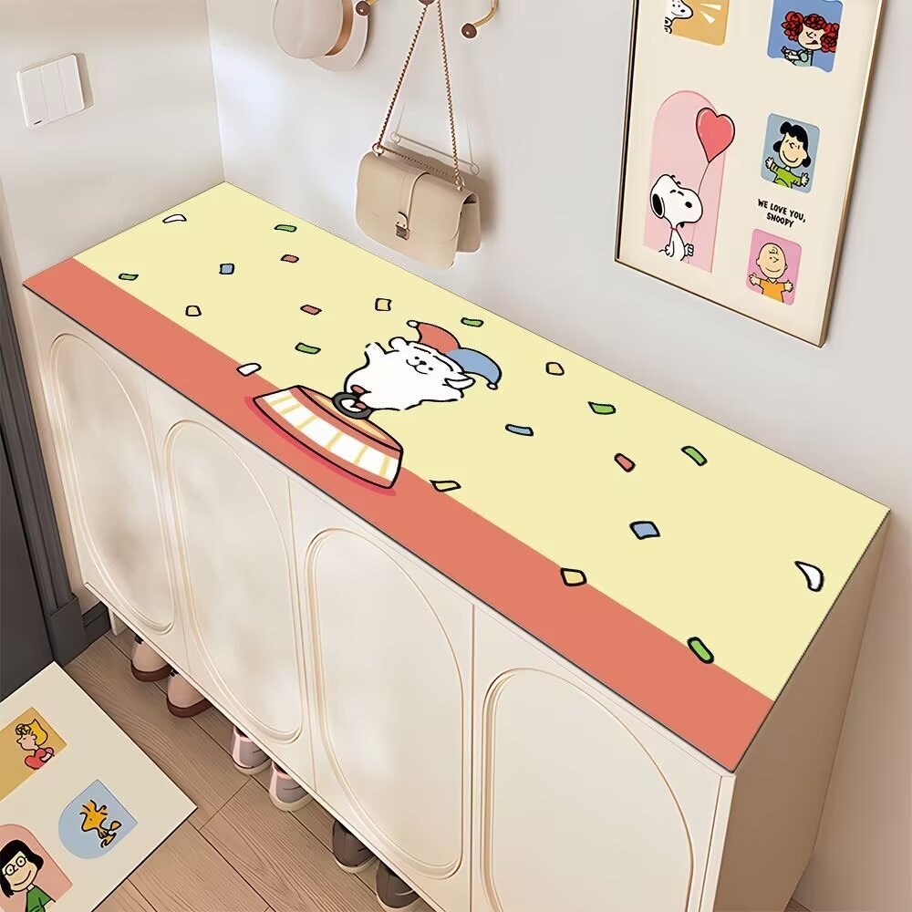 Cute Cartoon Line Drawing Puppy Sideboard Shoe Cabinet Coffee Table Tv Cabinet Table Mat Household Wipeable No-Wash Leather Table Mat