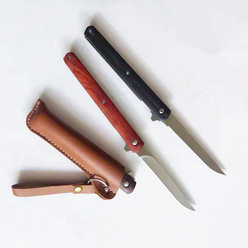 户外小刀 神笔折叠刀 野营木柄刀随身便携口袋刀折叠刀迷你小刀