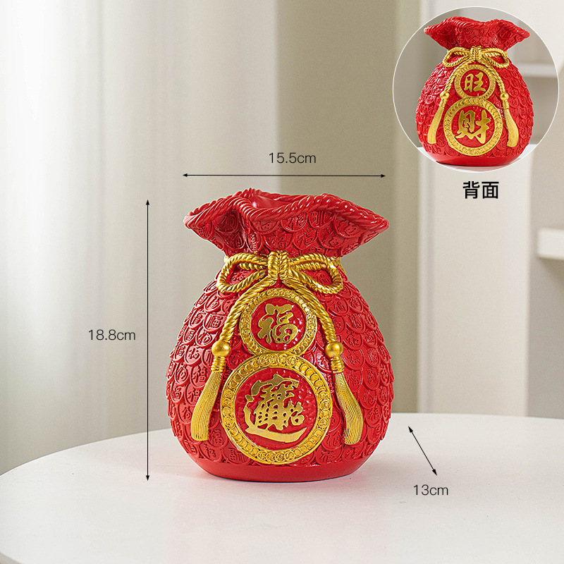 Chino suerte bolsa florero resina decoración casa fortuna significado bolsa de ahorro de la sala de TV decoración del gabinete