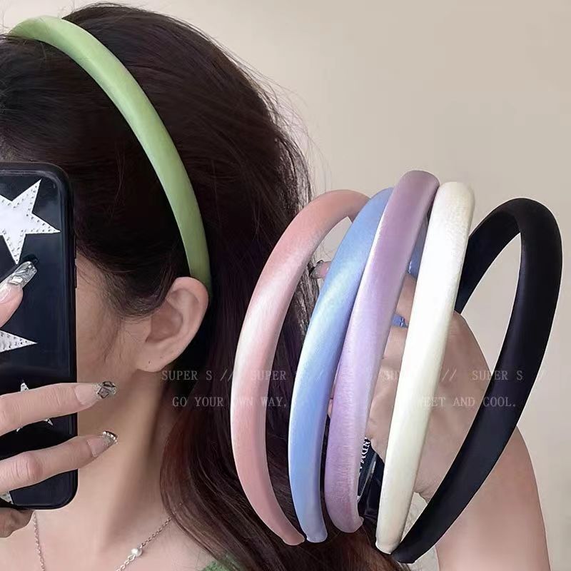 Spring and Summer New Pure Color Glossy Headband for Women with High Skull Pressure Hair Headband Simple Elegant Hair Bundle Non-slip Hairpin Headwear