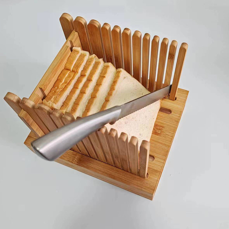 부엌 토스트 슬라이서를위한 빵 슬라이서 절단을위한 대나무 빵 슬라이서 홈 빵 슬라이서 플레이트