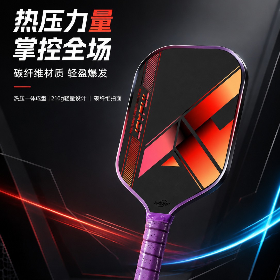 Factory wholesale colorful T700 carbon fiber pickleball racket hot-pressed one-piece set, dropshipping for cross-border trade
