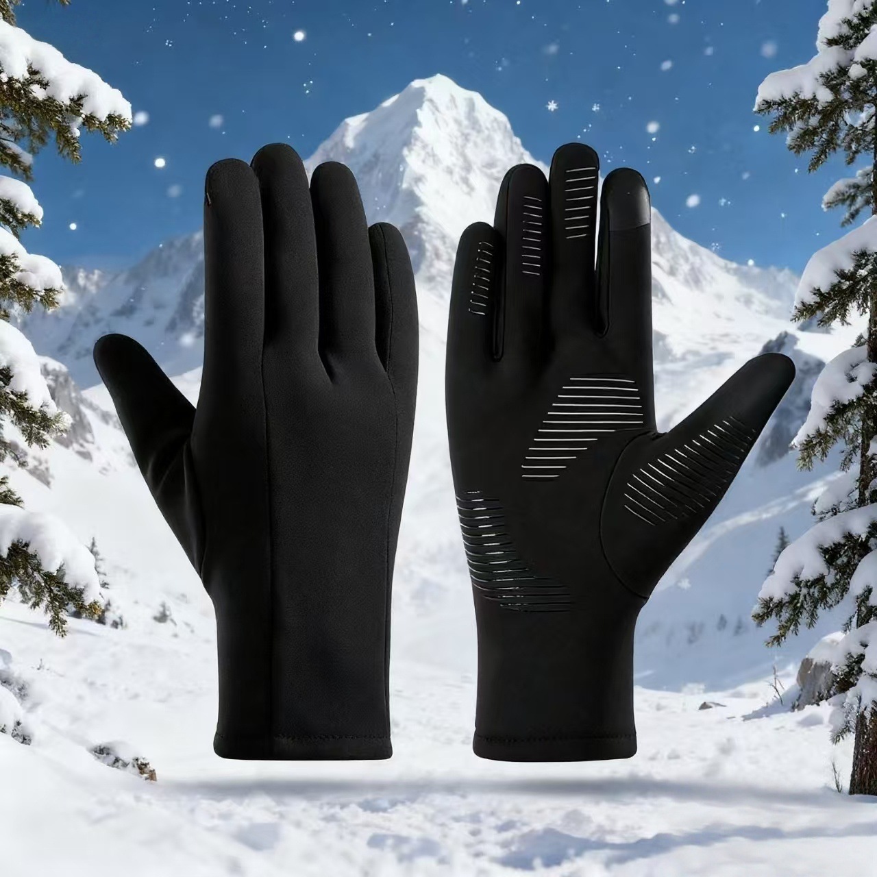 Ski Liner Lined Gloves for Men, Outdoor Cycling, Touch Screen, Non-Slip, Windproof, Autumn and Winter Women's Warm Gloves