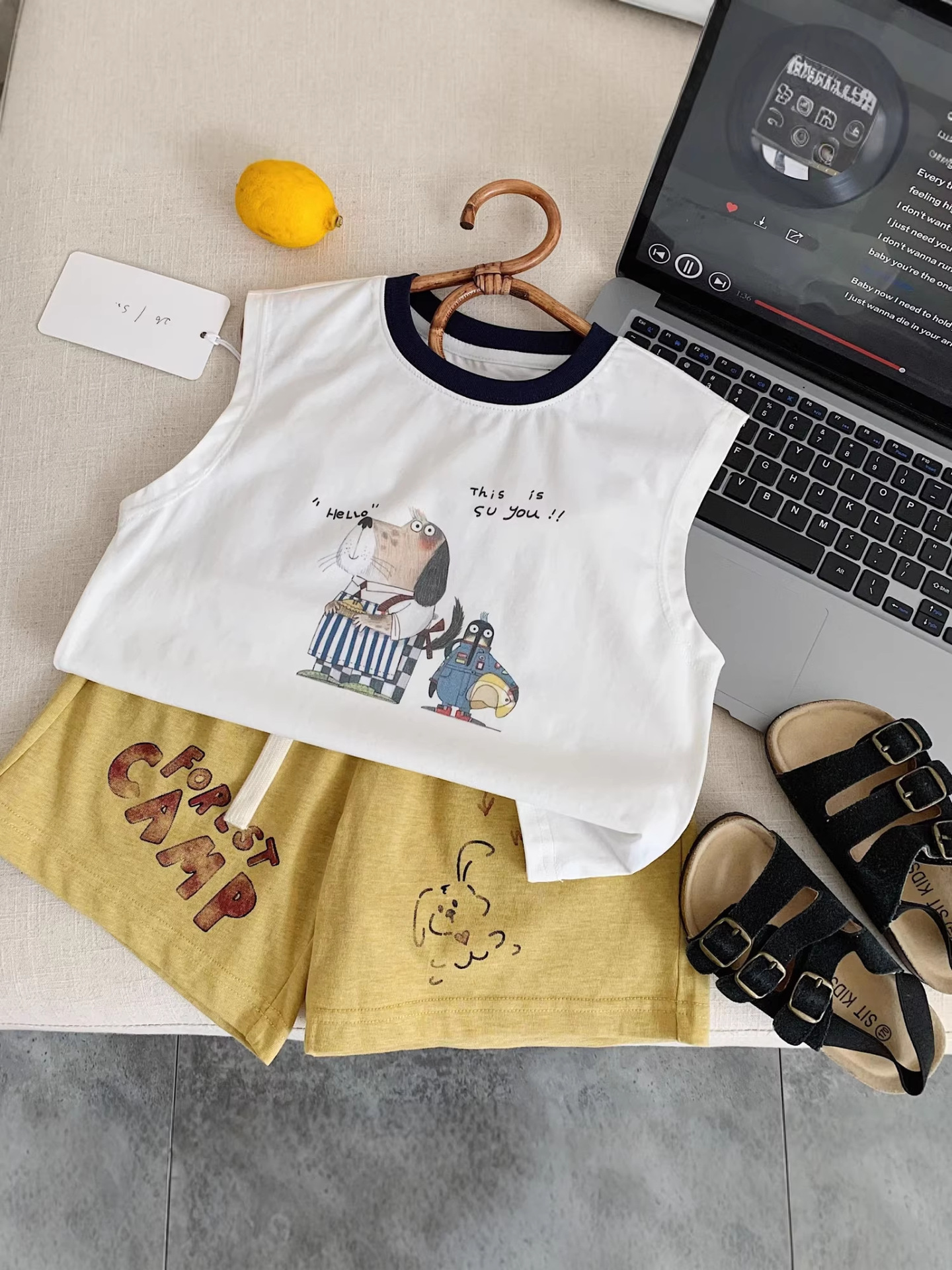 Children's cartoon summer breathable vest sleevless for boys