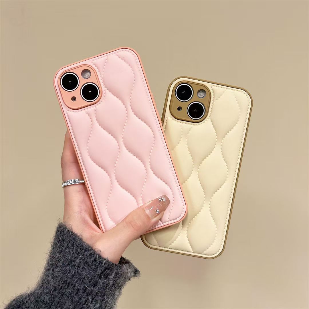Custodia per telefono a tinta unita tipo giacca imbottita, adatta per iPhone 17, iPhone 15 Pro Max, copertura completa per Huawei, autunno e inverno_voghion.com