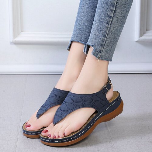 Amazon's new sandals for women 2024 foreign trade large size women's flip-flops wedge-heeled casual flip-flops women's sandals