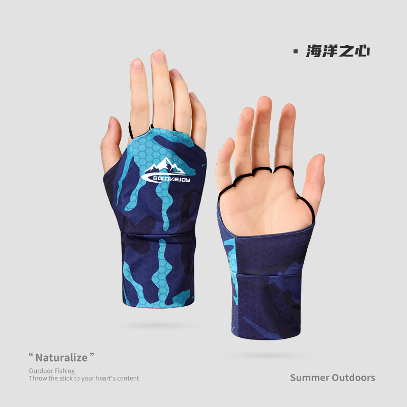 Guantes de protección solar de seda de hielo Reich verano deportes al aire libre fitness ciclismo medio dedo protección UV Palma guantes huecos