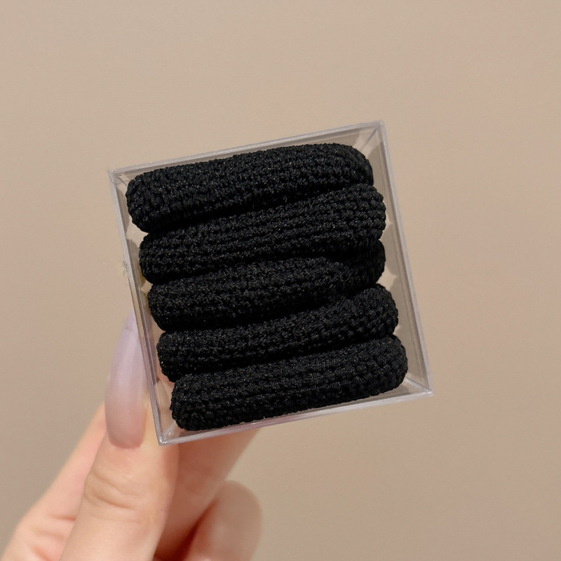 El nuevo anillo de cabello grueso y ancho con cola de caballo, cabeza de bola, cuerda de cabeza simple, alta elasticidad, no daña el cabello, banda de goma, cuerda de cabello para adultos