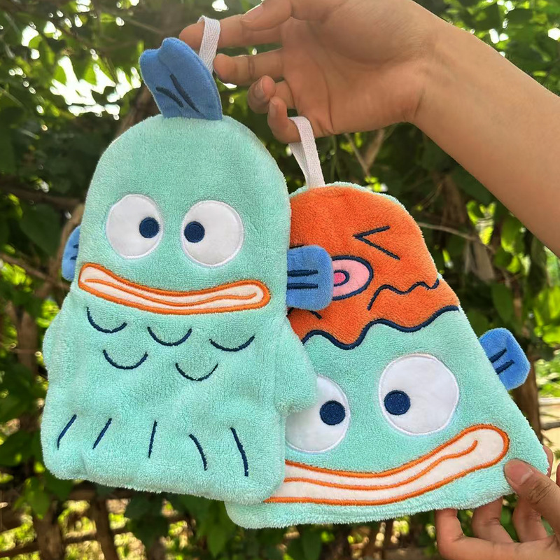 Coral Fleece Clownfish Octopus Hand Towel Hanging Household Absorbent Cartoon Towel Gift Small Quick-Dry Hand Towel