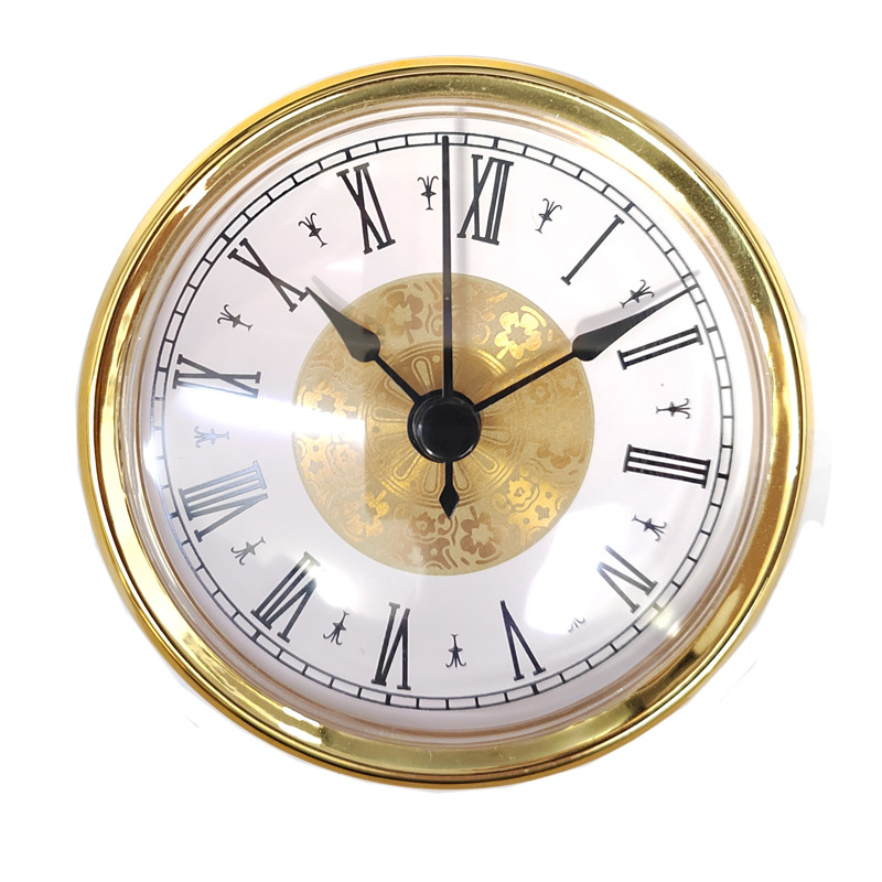 Amazon venta caliente reloj de cristal 80mm colmillos insertables artesanía con incrustaciones de reloj de cuarzo núcleo de reloj