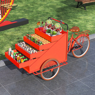 Inverted Donkey Three-Wheel Stall Promotion Rack Dining Cart Mobile Snack Cart Float Cart Stall Cart Drink Coffee Cart