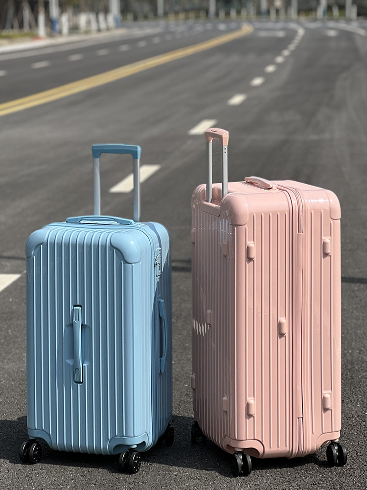 De alta apariencia de gran capacidad engrosada cremallera equipaje carro equipaje de viaje 24 pulgadas 26 pulgadas universal rueda de cuero caso para las mujeres