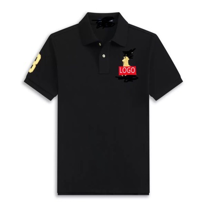 Kişi polo tişört, qısaqol, tikmə loqolu