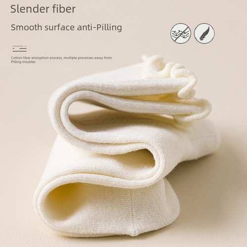 Women's Cuff Socks Knee-High Socks Autumn/Winter White Wood Ear Edge Loose Mouth JK Pile Socks Korean Trend Black Cotton Socks