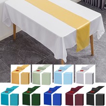多色派对桌布装饰色丁桌旗缎面桌垫11*108inch婚礼宴会桌餐桌