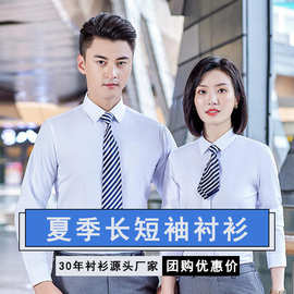 秋季男士职业白衬衫液氮免烫商务工作服正装修身工服衬衣刺绣LOGO
