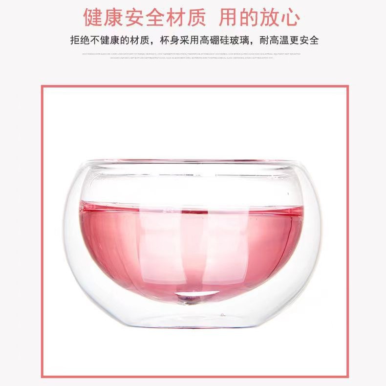 Taza de vidrio simple transparente resistente al calor Taza de agua aislante de silicio Taza de té Kung Fu Taza de té en el hogar
