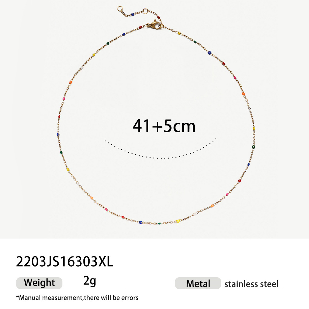 Collar de acero de titanio colorido de goteo de aceite europeo y americano de la moda de primavera y verano con collar de acero inoxidable para mujeres