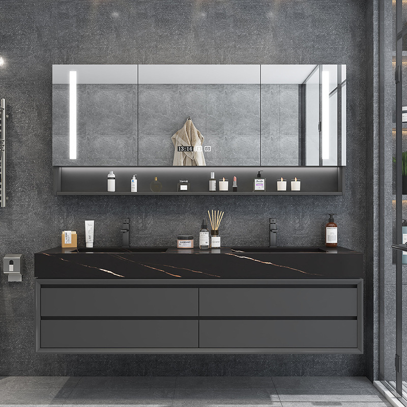 Light Luxury Double Basin Bathroom Cabinet Combination Customized Modern Simple Smart Mirror Bathroom Wash Basin Wash Basin Light Luxury Double Basin Bathroom Cabinet Combination Customized Modern Simple Smart Mirror Bathroom Wash Basin Wash Basin