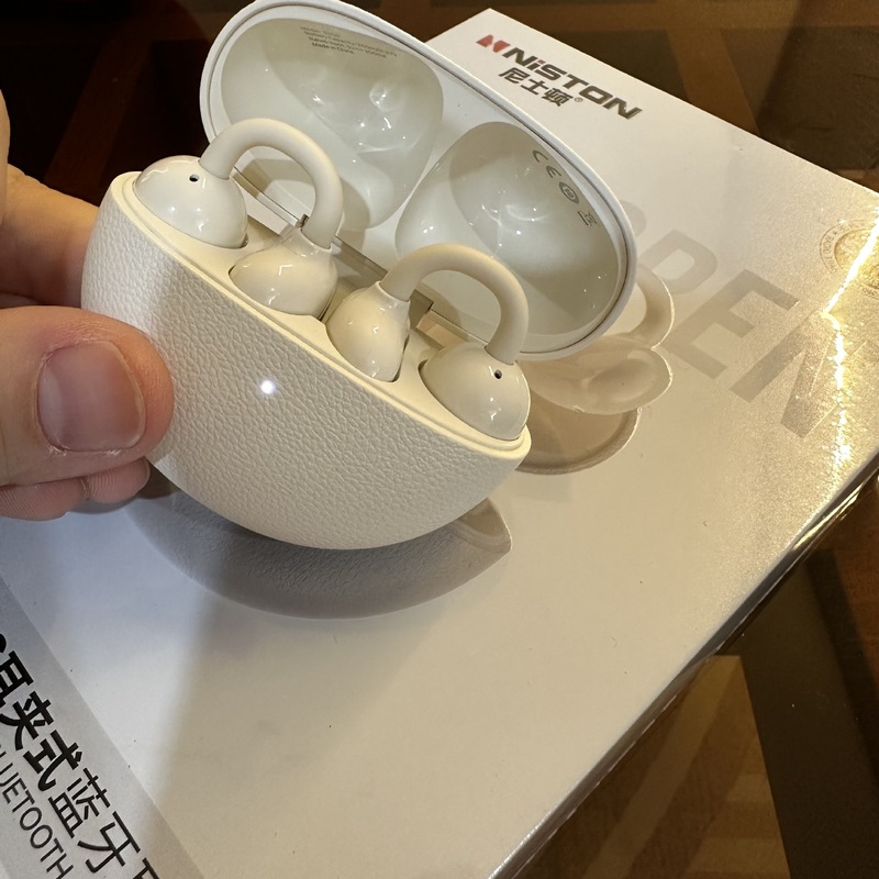 インテリジェントレザーテクスチャクリップオンイヤー Bluetooth ヘッドセットオープンワイヤレス Bluetooth ヘッドセットノイズリダクション OWS スポーツ超長バッテリー寿命|undefined
