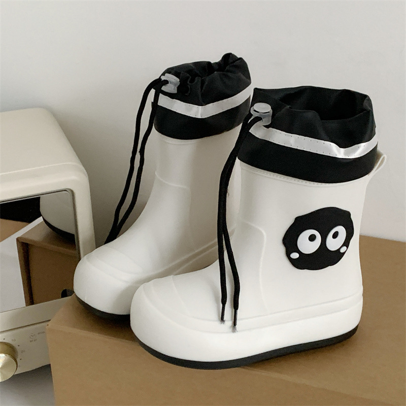 Japanese-Style Cute Children's Parent-Child Rain Boots for Girls, Students, and Older Children, Non-Slip Soft-Soled Rain Boots with Plush Thick Waterproof Soles