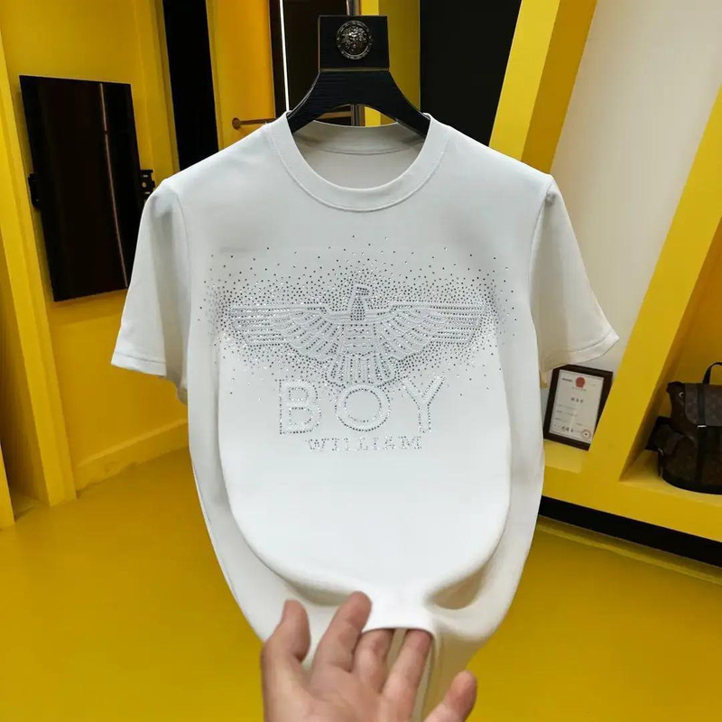 夏の新作ラウンドネックメンズ半袖Tシャツ、多用途カジュアルファッショントレンド、高品質重工業ファッション|undefined