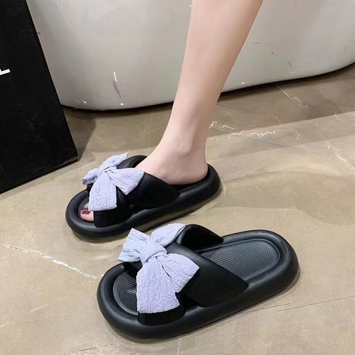2024 New Arrival Bow Tie Slippers Women's Summer Outdoor Internet Popular Indoor Home Shoes Thick Sole Non-Slip Sandals