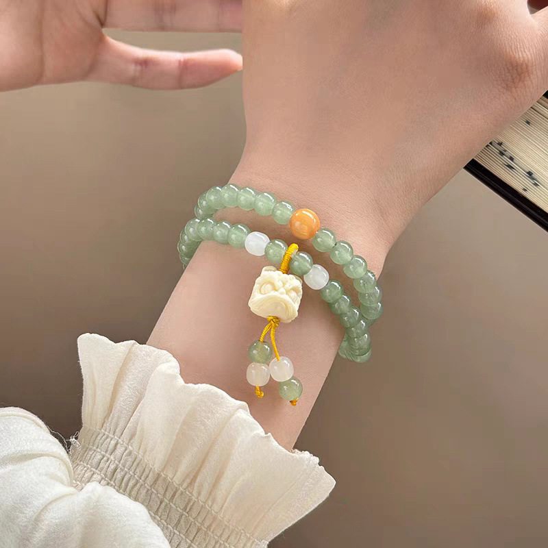 New Chinese Style Double Layer Stacked Beaded Bracelet Women's Simple Cold Feeling Bracelet High Beauty Value Antique Bracelet New Chinese Style Double Layer Stacked Beaded Bracelet Women's Simple Cold Feeling Bracelet High Beauty Value Antique Bracelet
