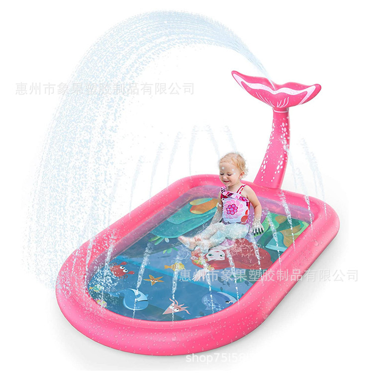 Children's water mat inflatable mermaid fountain outdoor dolphin watering game mat toy frog swimming pool