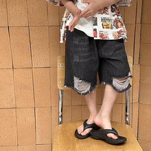 男童破洞牛仔裤夏装2025新款韩版女宝宝洋气裤子儿童韩版短裤港风