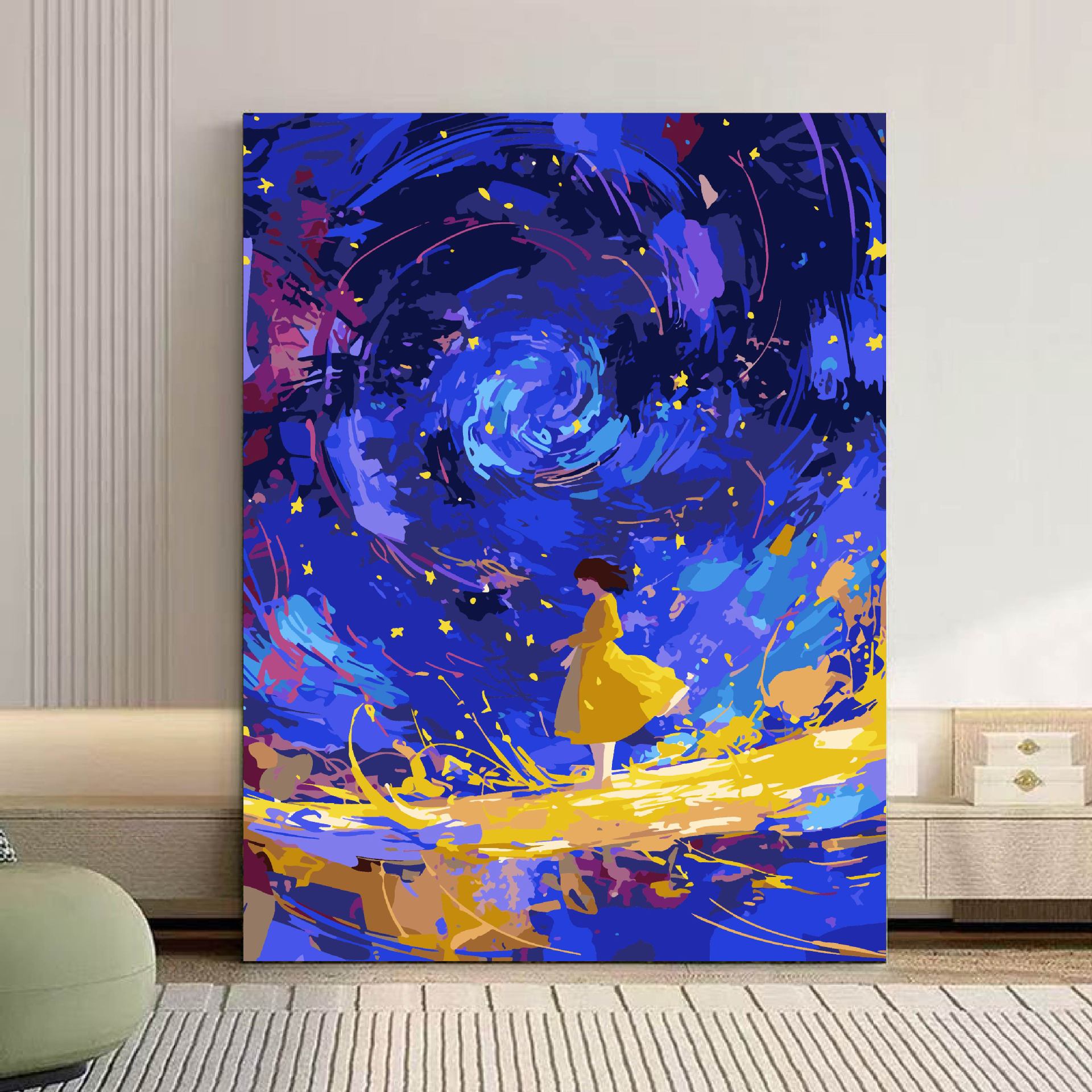 Mar de estrellas pinturas al óleo digitales di relleno pintura al óleo dibujos animados abstracto sentido avanzado descompresión pintura a mano color rico