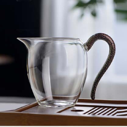 Glass fair cup Japanese tea sea cup thickened tea divider Taiwan color handle cup