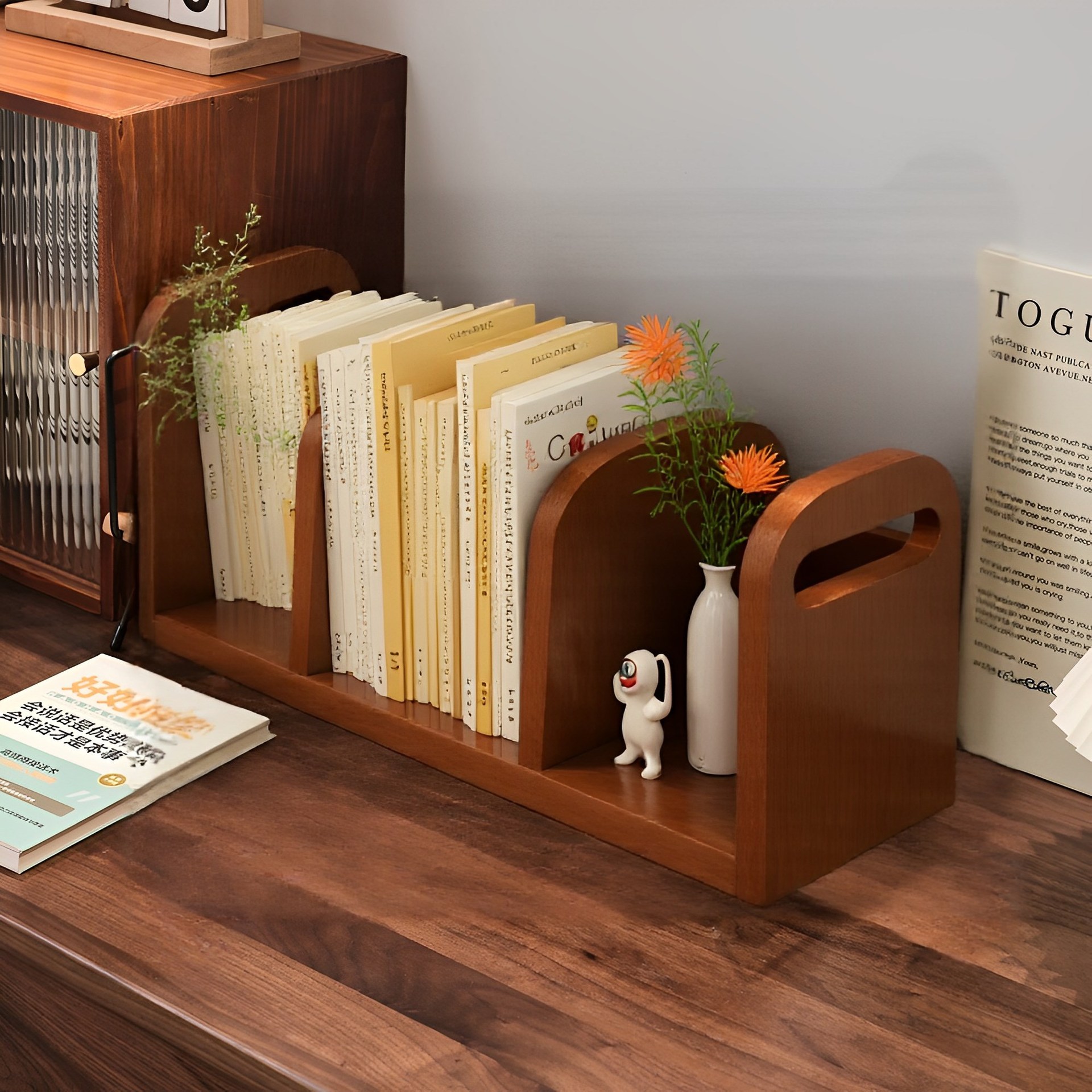 Estante de escritorio de madera sólida tablero ecológico de escritorio de escritorio estante de almacenamiento simple estante de almacenamiento de escritorio de dormitorio pequeño gabinete de libros simple