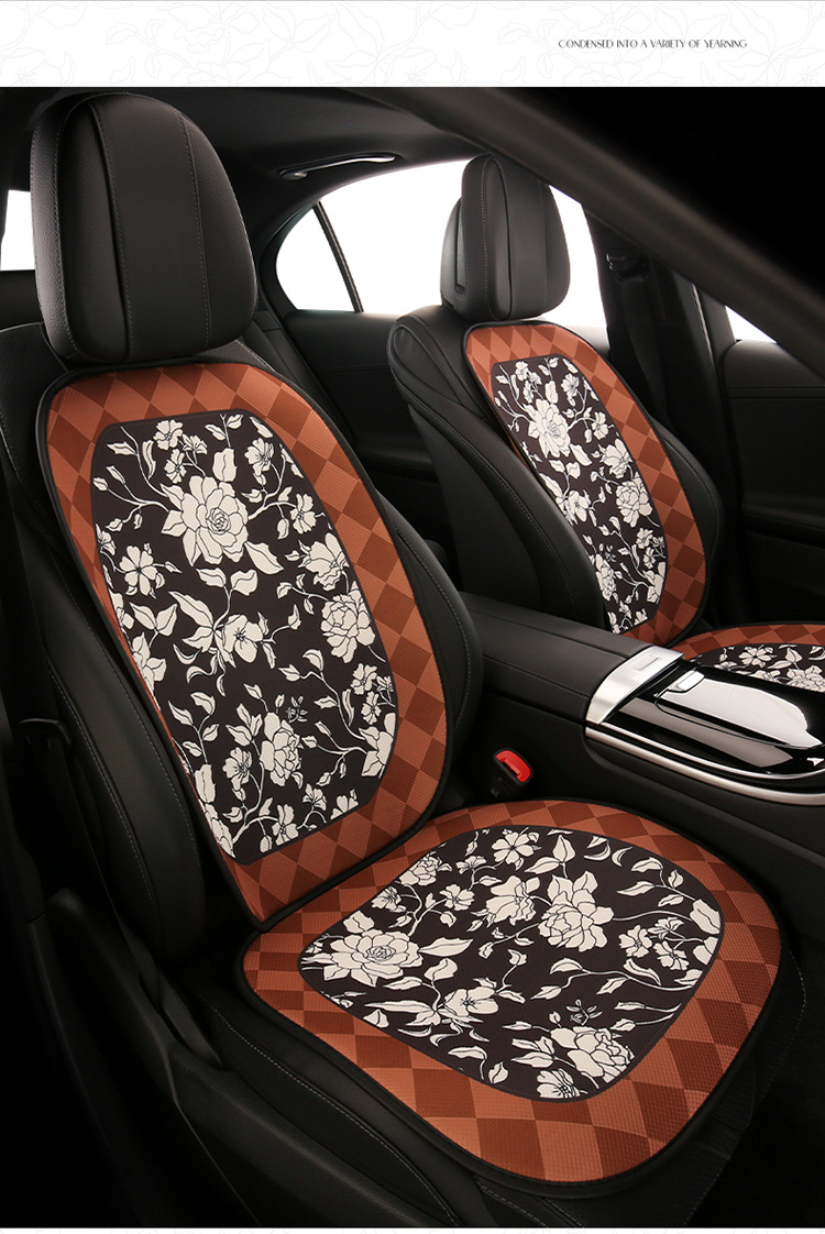 Car seat cushion four seasons universal camellia seat cushion cute seat cover fabric car seat cover non-slip goddess car cushion