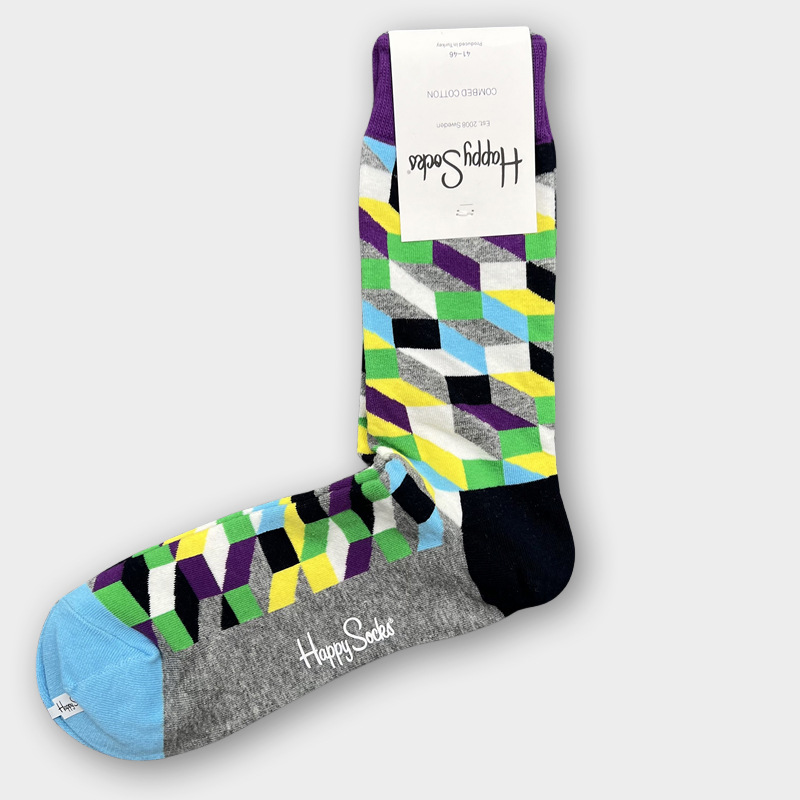 ハッピーソックス メンズソックス ミドル丈 コーマ綿 吸汗消臭 通気性 スウェーデン製 おしゃれ カラフル 薄手