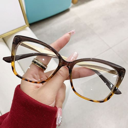  cross-border men and women comfortable gold with glue thin and light anti-blue light radiation with myopia film big face slimming photochromic glasses