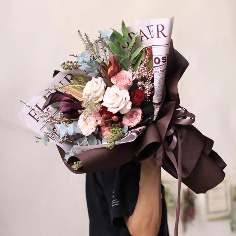 Huaxi Inglés papel hansu impermeable flor de embalaje material florista flores de ramos de embalaje