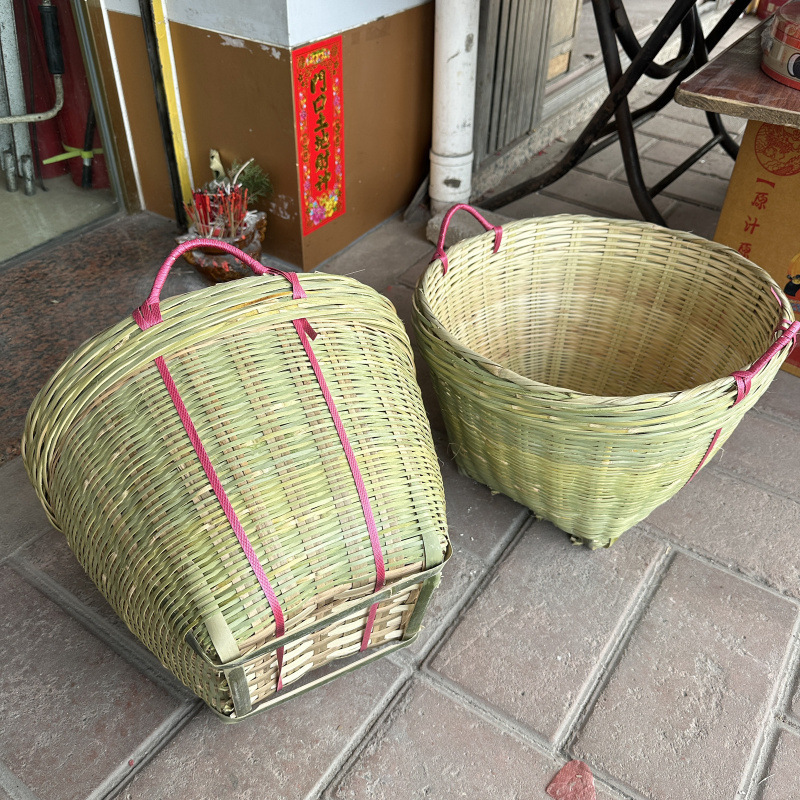 竹编箩筐竹筐竹篮子圆形大号淘米箩筐水果筐粮食筐喜事箩筐收纳筐|undefined