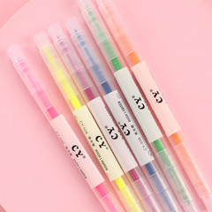 6 bags of highlighter double-ended color pens thick and thin double-ended marking pens bright-colored pens student classroom record pens