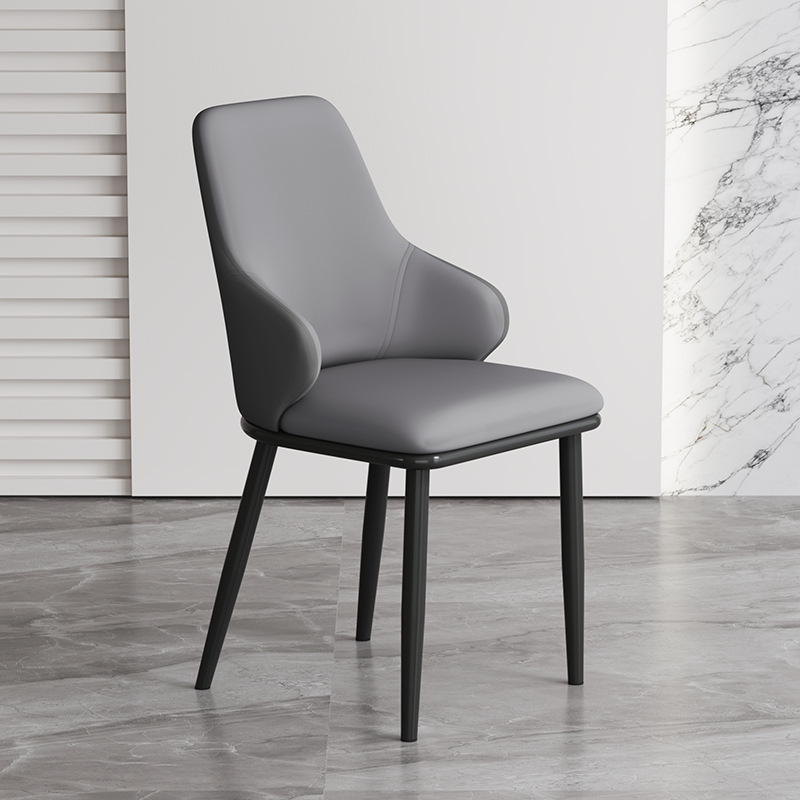 Silla de comedor de lujo ligera, silla minimalista moderna, mesa de comedor de restaurante de hotel italiano, silla de metal minimalista, respaldo alto, asiento suave