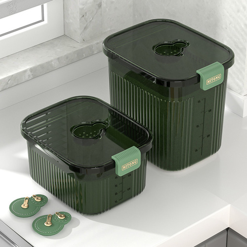 Transparent Rice Bucket PET Storage Bin Home Kitchen Storage Large Capacity Storage Can Double-Layer Sealed Moisture-Proof Rice Bucket