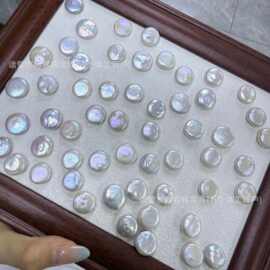14-16mm天然淡水珍珠裸珠圆饼形微瑕无孔裸珠厂家批发可diy饰品