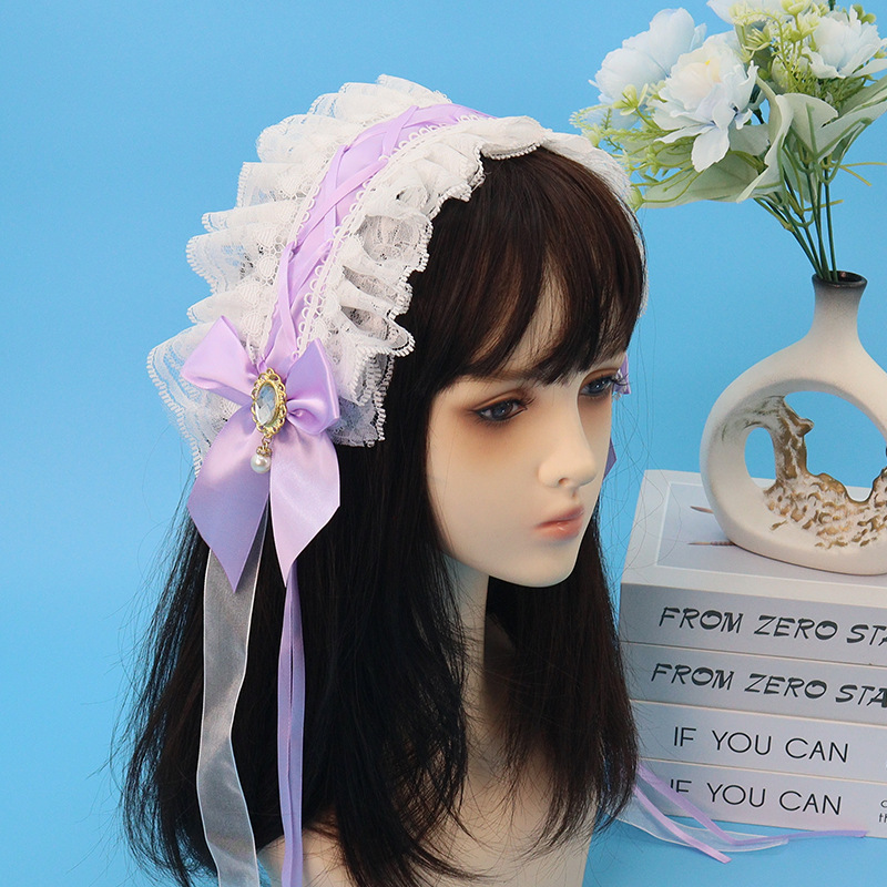 Lolita al por mayor encaje correa de cabello conjunto de clipes de cabello brazalete decoración de Halloween carnaval navidad conjunto de adornos de cabello