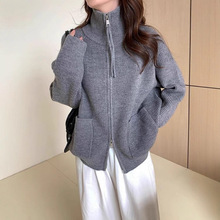 秋季新品原创针织开衫韩版经典女装大码高级感简约软糯毛衣外套