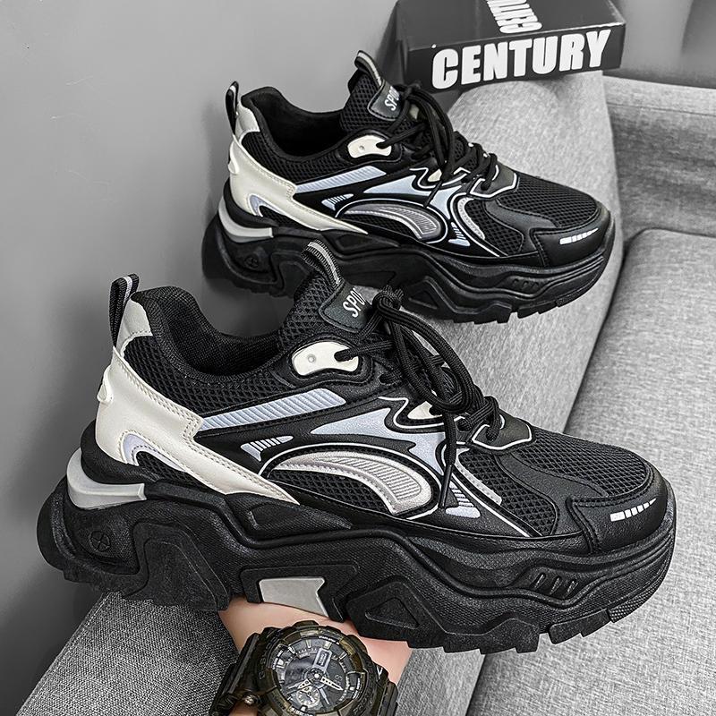 春季新款厚底增高老爹鞋透气休闲男鞋透气网布男士潮鞋网鞋