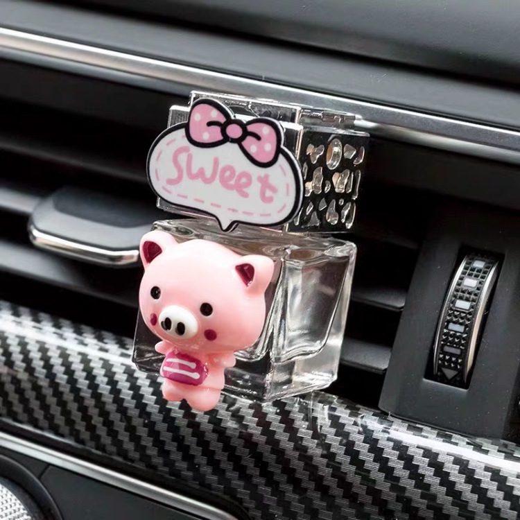 Botella de perfume para automóviles botella vacía auto-agregación aire acondicionado ventilador de salida perfume para automóviles perfume ligero caricatura mujer