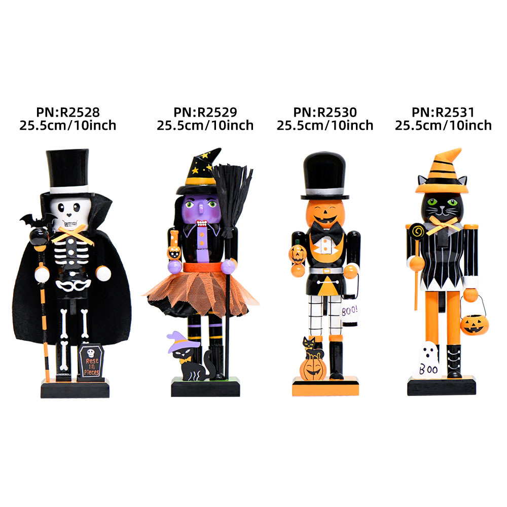 Nuevos productos 25cm Halloween muñecas cascanueces hombre calavera bruja transfronteriza horrores atmósfera al por mayor