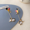 Design long cartoon silver needle, balloon, earrings, silver 925 sample, cat