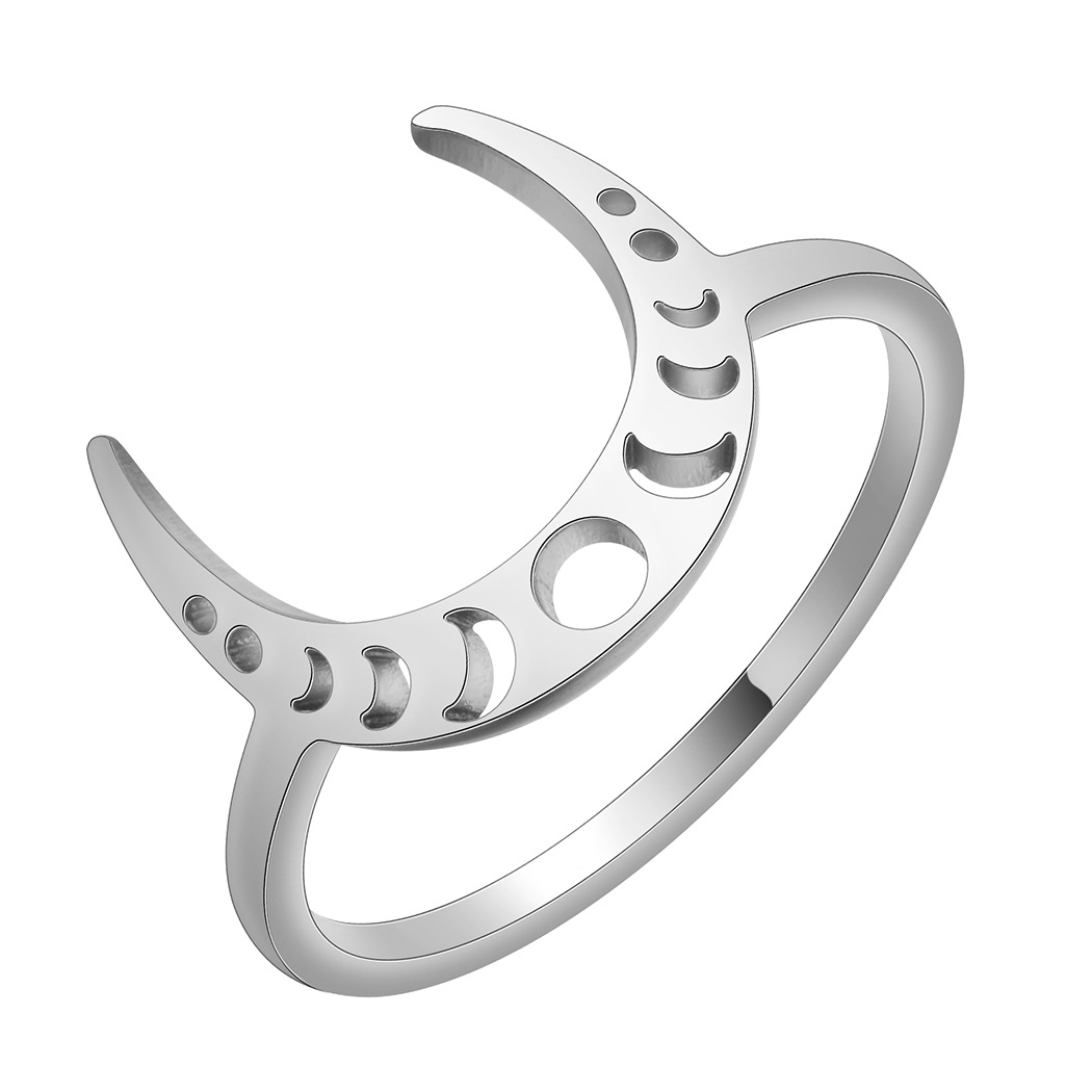 Title 3, Anillo de acero inoxidable en forma de media lu...