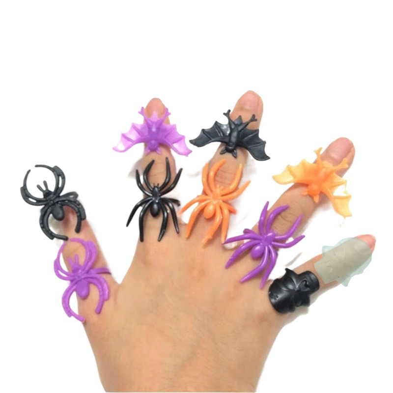 Halloween plastic bat ring finger small toy Spider Ring skull opening ring multi-style can be mixed
